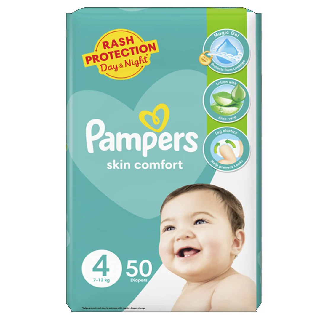 Pampers Skin Comfort Diapers Size 4 (Maxi), 50 Ct