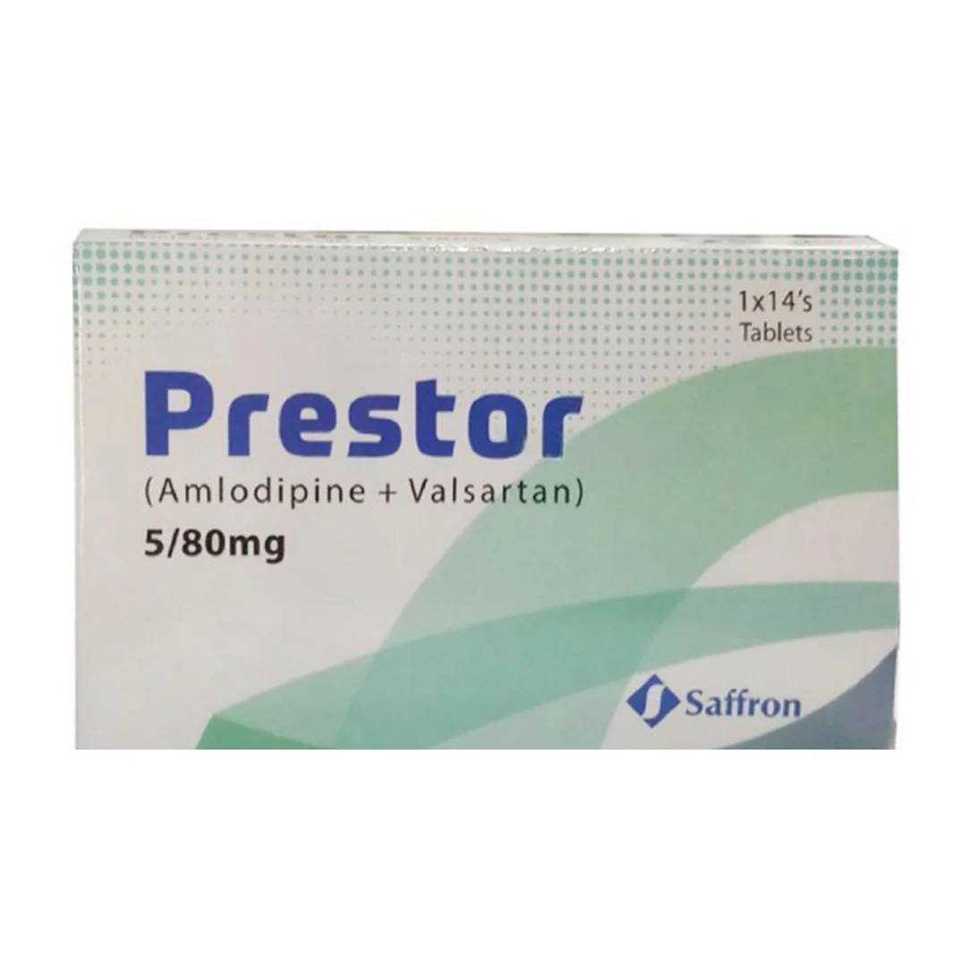 Prestor (Amlodipine+Valsartan) 5mg+80mg, 14 Ct - Saffron