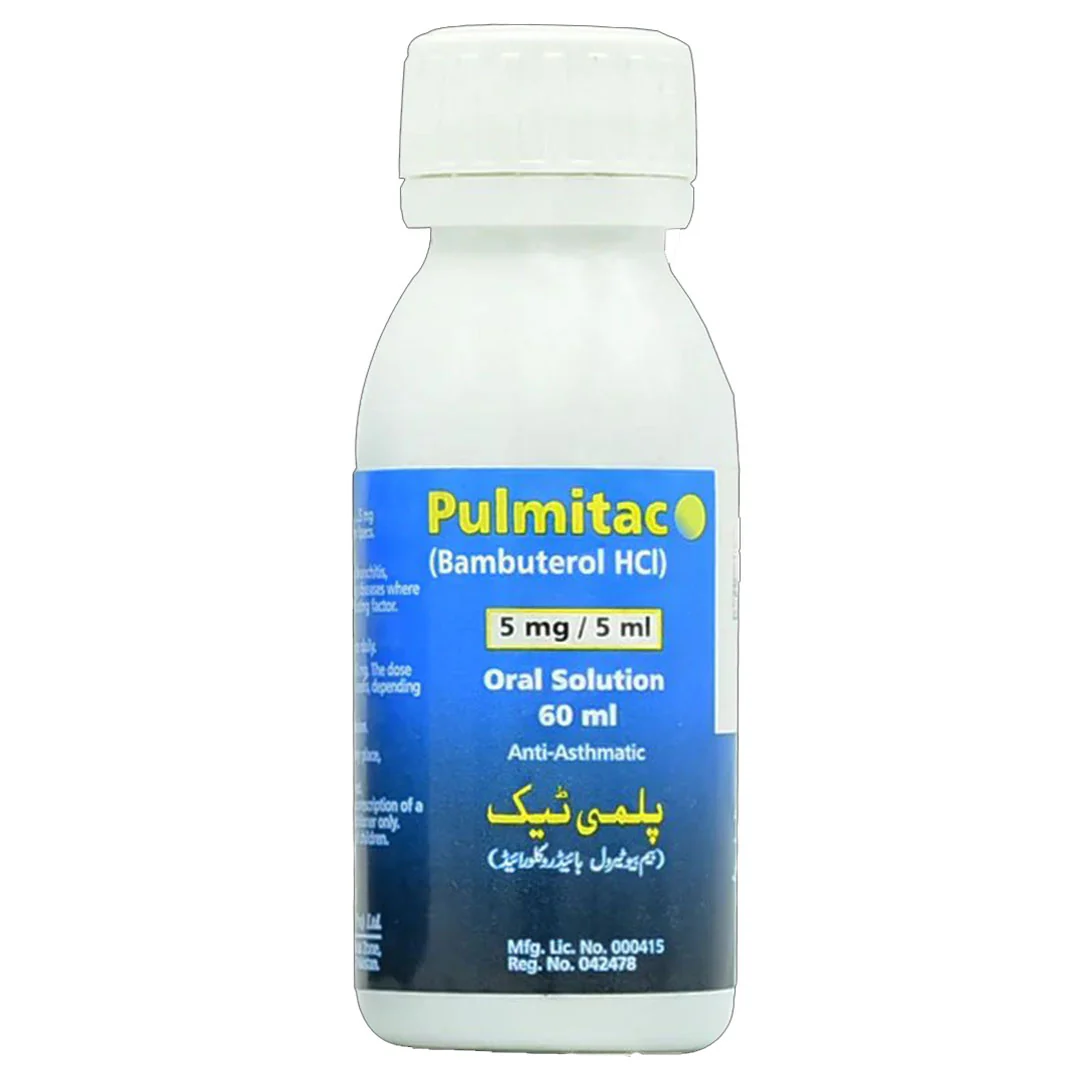 Pulmitac (Bambuterol) 5mg/5ml Oral Solution, 60ml - Platinum Pharma