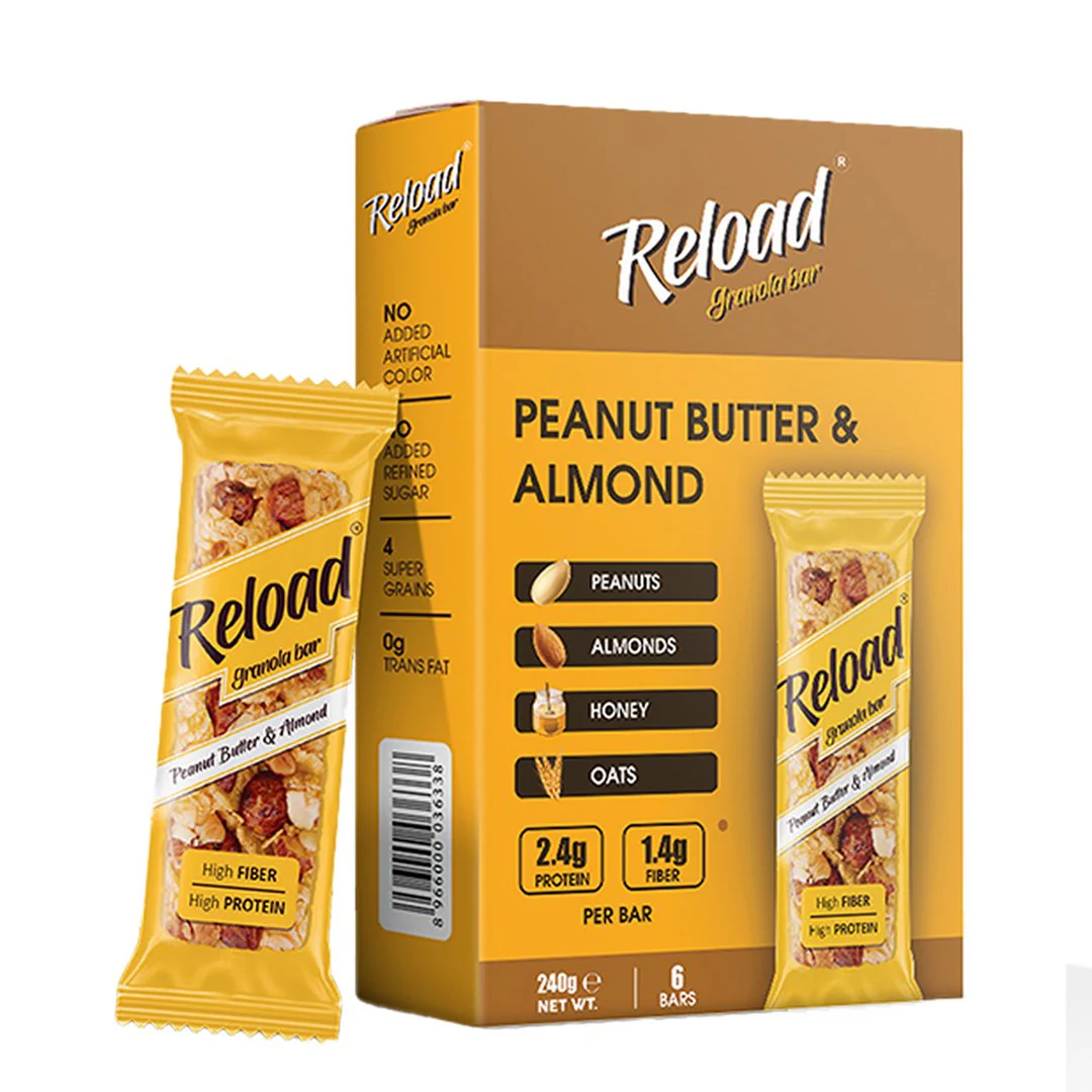 Reload Peanut Butter & Almond Granola Bar 30g, 6 Ct