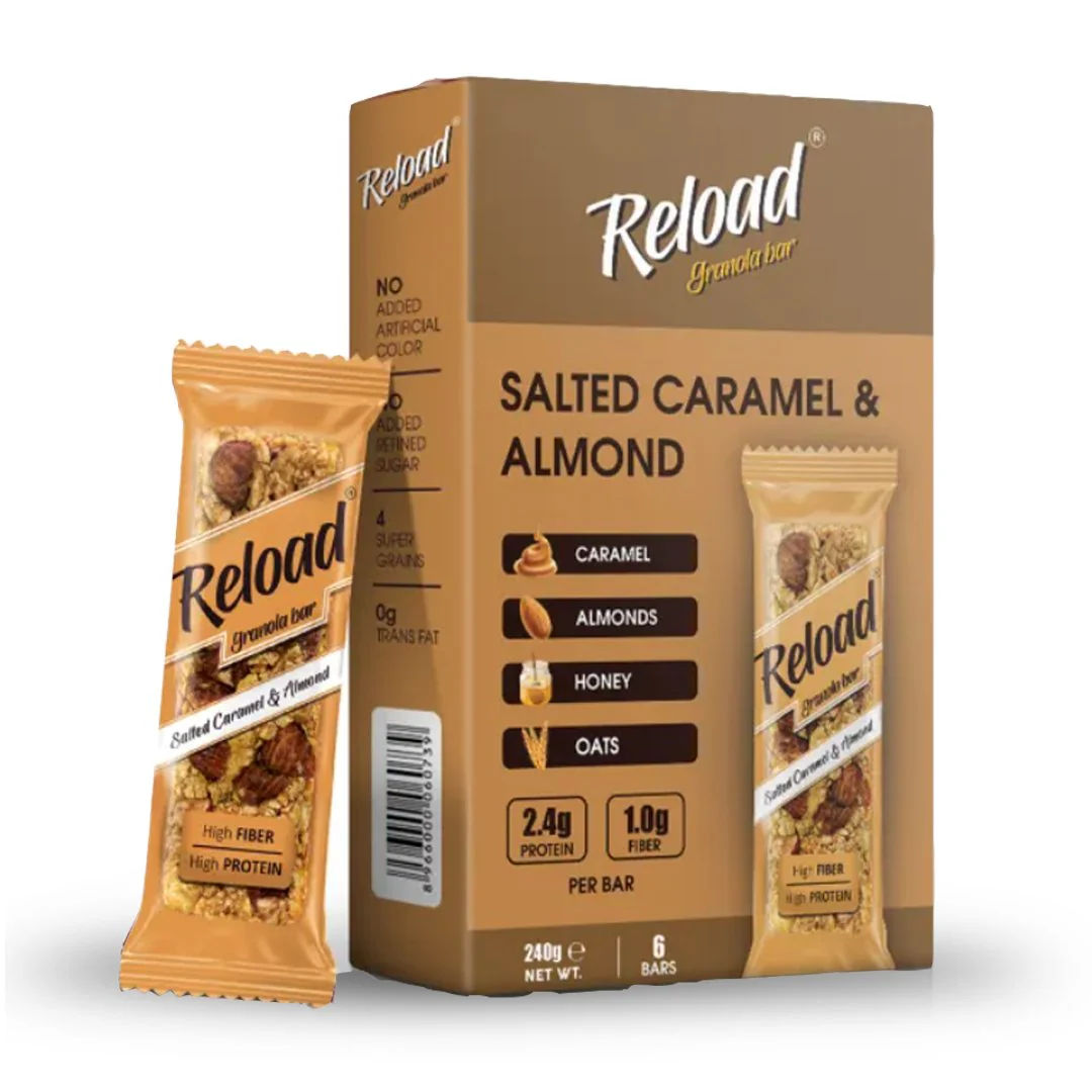 Reload Salted Caramel & Almond Granola Bar 30g, 6 Ct