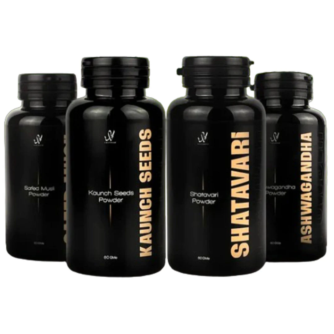 Ashwagandha 80g, White Musli 60g, Shatavari 60g And Kaunch Seeds Powder 60g - Saughaat