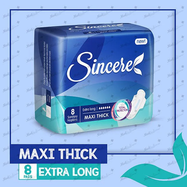 Sincere Maxi Thick (Extra Long) Sanitary Pads, 8 Ct
