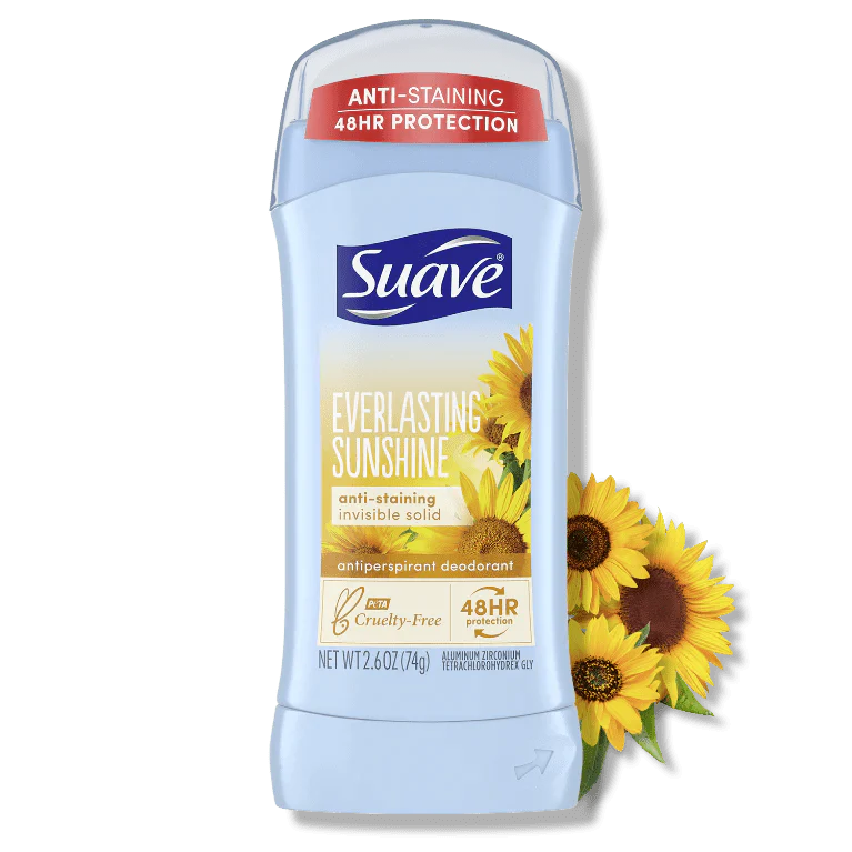 Suave Everlasting Sunshine Anti-Staining Invisible Solid Deodorant Stick, 74g