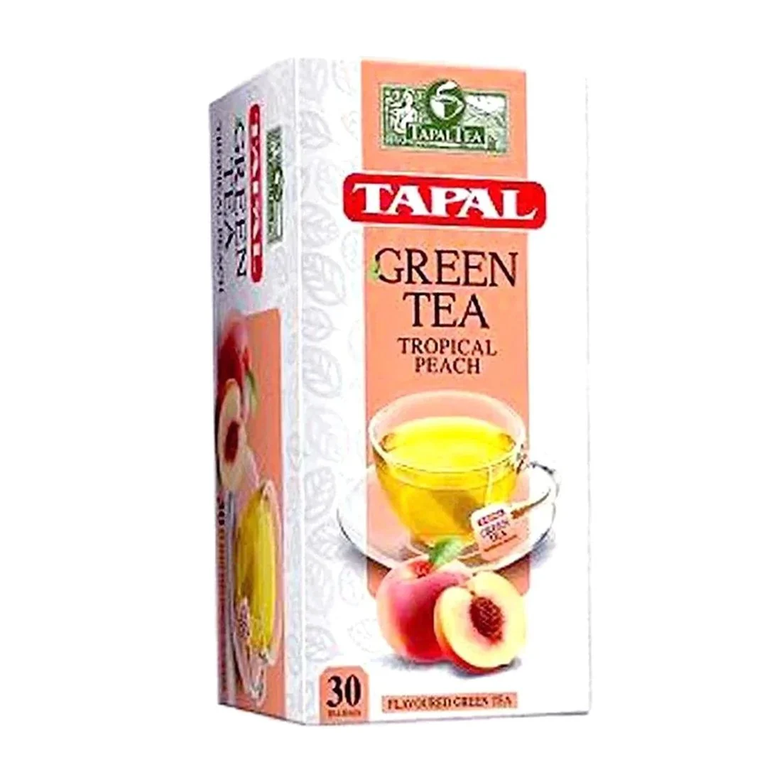 Tapal Green Tea Tropical Peach Tea Bags, 30 Ct