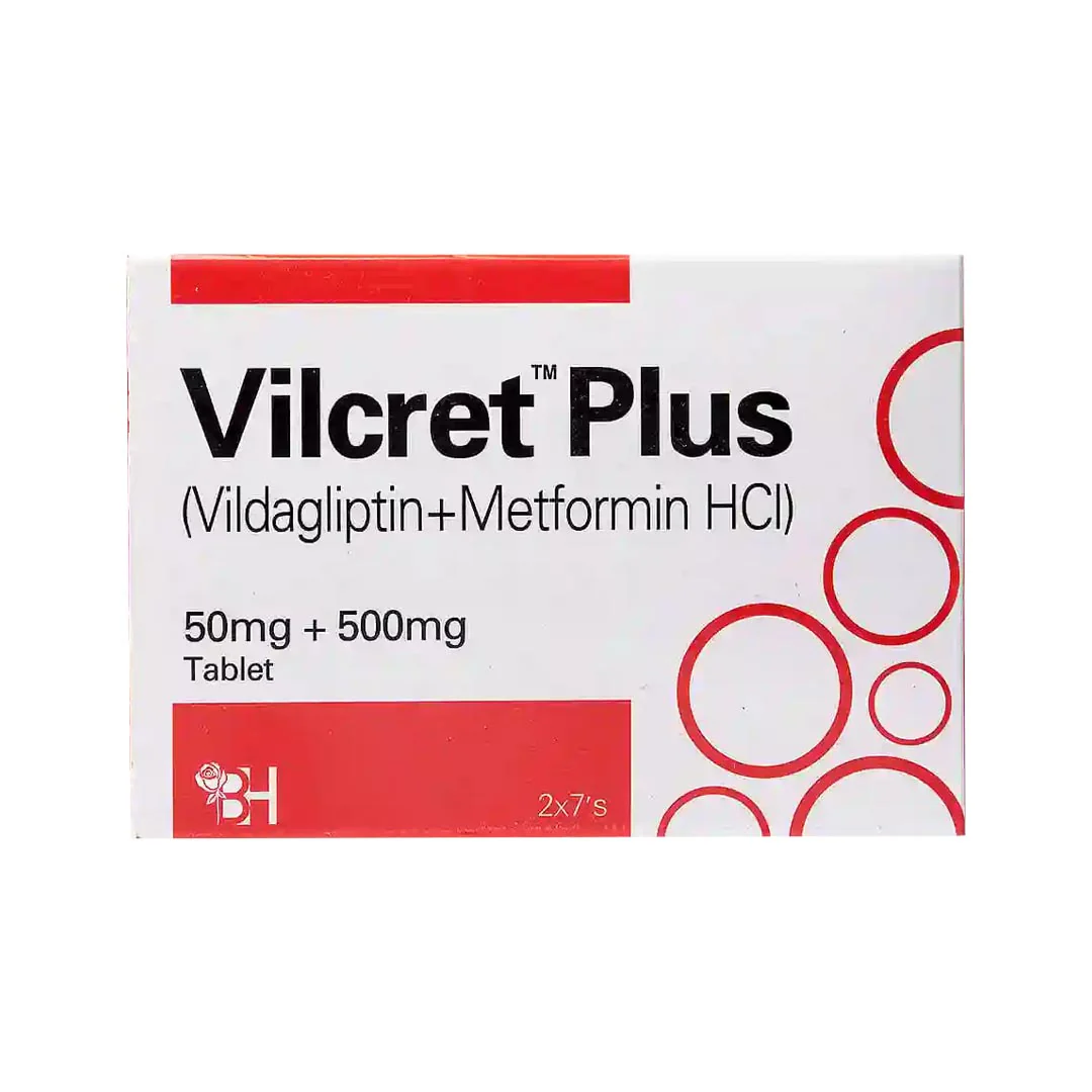 Vilcret Plus (Vildagliptin+Metformin) 50mg+500mg, 14 Ct - Barrett Hodgson